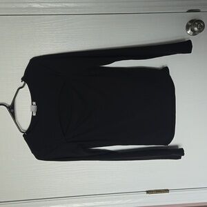 CAUTION TO THE WIND | Black Long Sleeved Ribbed Tee with cut out